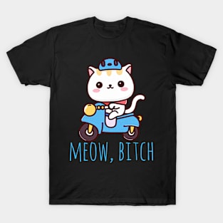 Cute Cat on a Bike Funny Design T-Shirt